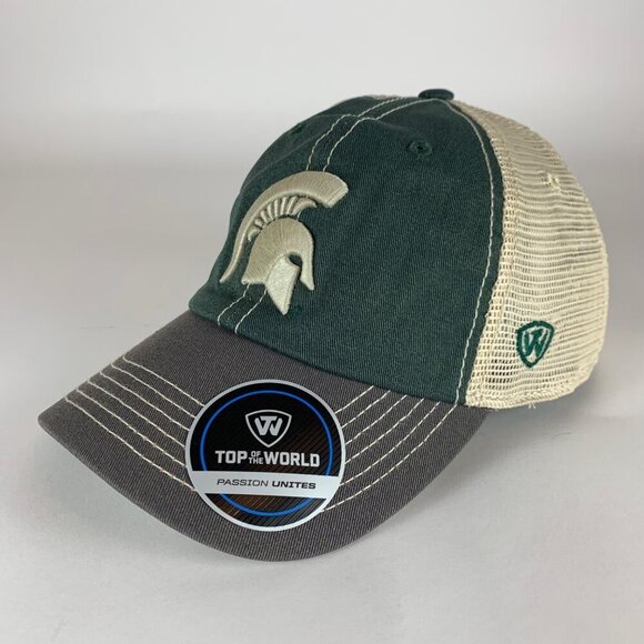 Michigan State Spartans NCAA Green Gray Top of the World Relaxed Fit Trucker Hat - Picture 1 of 5